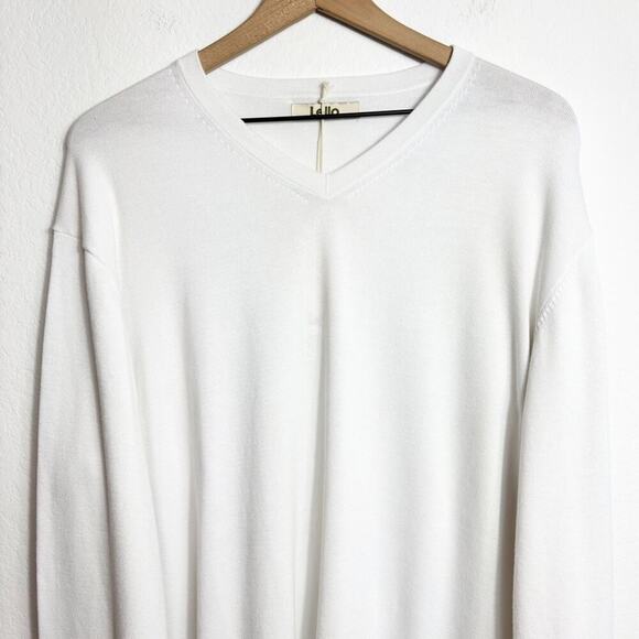 LELLO XXXL V-NECK LONG SLEEVE WHITE MEN SWEATER BRAND NEW WITH TAGS - Picture 3 of 7